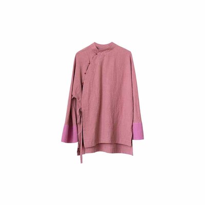 大拙东方美禅意穿搭立领斜襟前短后长天丝苎麻国风衬衫240130