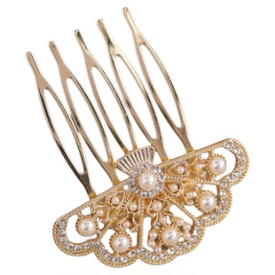 鎏金珍扇-新中式扇形珍珠发簪烟雨江南优雅盘发发卡轻奢古典头饰