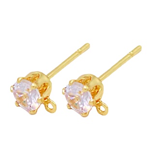 14K包金保色镶锆石带吊耳针耳钉镀18K真金925银针diy耳环耳饰配件