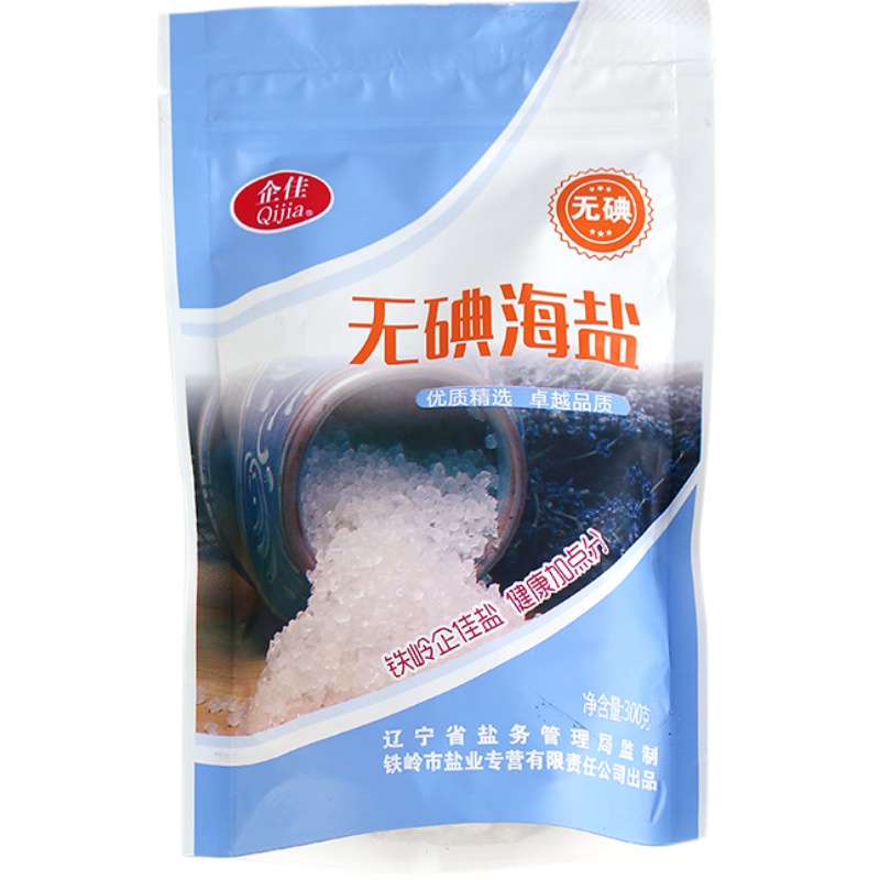 企佳无碘海盐无抗结剂细盐炒菜盐不加碘食盐甲状腺家用盐300g*6袋