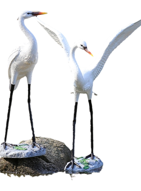 玻璃钢花园林水池造景丹顶仙鹤