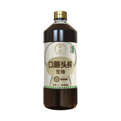 【中坝】口蘑头鲜特级酱油头道原油1.1L古法酿造生抽炒菜凉拌料