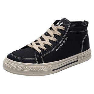 人本二棉鞋男2026新款男鞋秋冬季保暖加绒加厚百搭男款高帮帆布鞋