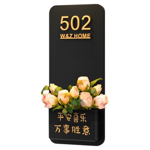 门牌号高级感轻奢创意号码牌家用定制定做家庭卧室入户房间带门铃无线一体磁吸感应灯一梯一户家门口布置装饰