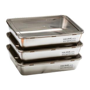 食品级316不锈钢保鲜盒带盖冰箱收纳整理盒肉类专用冷冻盒方盒子