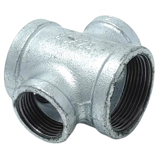 镀锌异径四通20管25铁32内牙40内丝50玛钢接头4分6分1寸2DN65丝扣