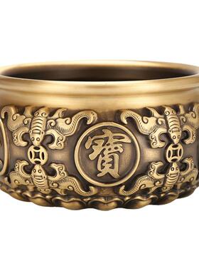 八福纯铜聚宝盆摆件招财玄关