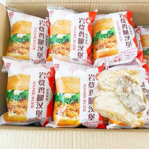 岩烧鸡腿汉堡 沙拉夹心面包即食手撕鸡肉面包早餐三明治怀旧零食