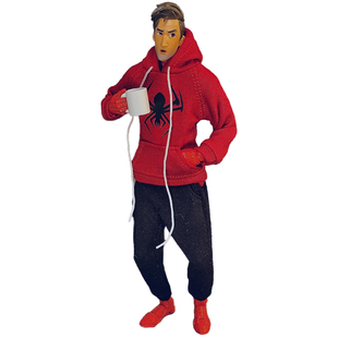 1/12兵人衣服男6寸可动人偶蜘蛛侠潮流迈尔斯印花卫衣卫裤牛仔裤