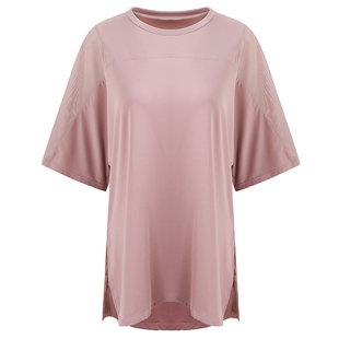 annerun网纱速干衣女宽松跑步罩衫健身服短袖运动T恤网红瑜伽上衣