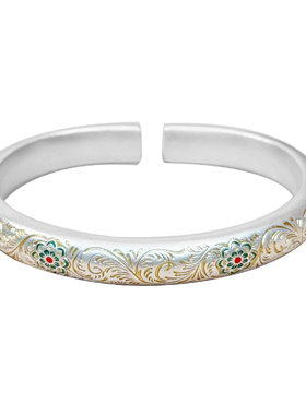 送妈妈长辈9999足银宝相花马蹄镯