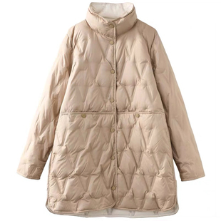反季轻薄羽绒服女2024新款中长款大码200斤小个子中老年外套冬季