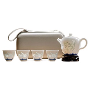 富玉景德镇茶具套装轻奢高档中式陶瓷户外露营便捷式旅行茶具高端