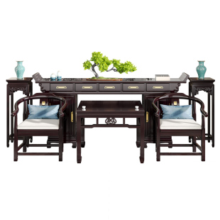 实木中堂六件套新中式农村堂屋大厅神台柜供桌家用八仙桌条几香桌