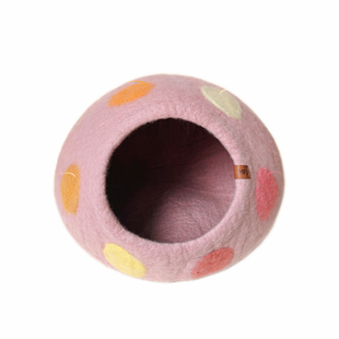 新西兰羊毛毡半封闭手作粉色洞穴窝宠物冬季保暖猫咪小猫窝猫狗床