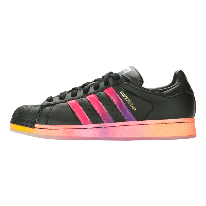 Adidas三叶草彩虹渐变贝壳头板鞋