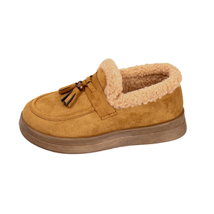 加厚勃肯鞋女棉鞋新款冬季毛毛鞋一脚蹬复古乐福鞋防滑软底休闲鞋