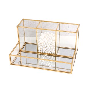 北欧桌面玻璃化妆笔刷收纳筒美甲眉笔卧室梳妆台护肤品香水收纳盒