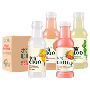 【果汁饮料】农夫山泉水溶C100青皮桔味445ml大瓶装复合果汁饮料