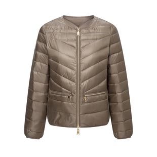 【90%鹅绒】Scofield女装简约圆领V形短款排骨羽绒服2025秋冬新品