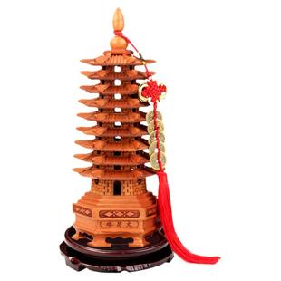 桃木文昌塔摆件九层13层实木雕文峰塔送学生礼物客厅装饰品旗舰店