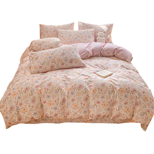 红豆床上四件套纯棉全棉床单被套冬季加厚宿舍三件套床品床笠