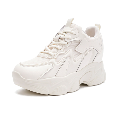 哈森时尚内增高老爹鞋女鞋网面透气运动休闲2025秋新品HCL252902