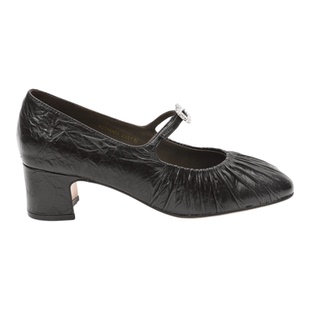 UDV时尚褶皱羊皮玛丽珍2025秋季新款钻饰法式单鞋粗跟通勤女鞋