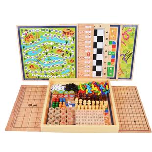 多功能合一棋盘跳棋飞行棋五子棋斗兽棋围棋牌类大全儿童益智玩具
