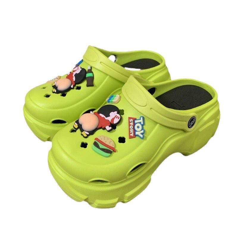 夏季女蜡笔小新两穿踩屎感洞洞鞋