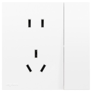 罗格朗开关插座面板畅境玉兰白一开五孔带USB家用86型电视电脑插