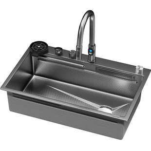 卡琥X8加厚4mm双瀑布厨房大单槽台下盆套装不锈钢洗菜盆洗碗池