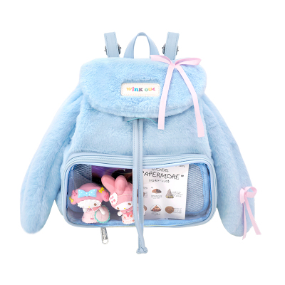 木与石小食量双肩毛绒痛包蓝色