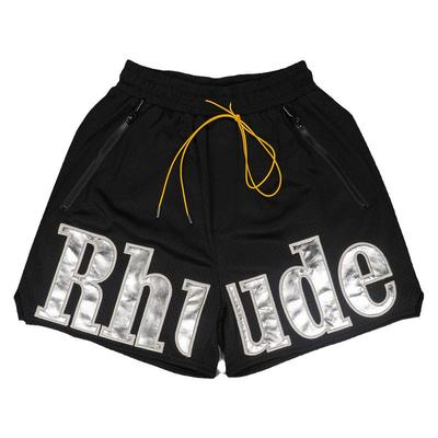 RHUDE高街拼皮刺绣篮球运动短裤