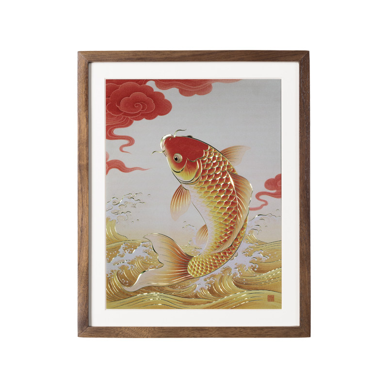 铜师傅 手工錾刻 铜雕画《好运来（桌面）》书房办公桌锦鲤装饰画
