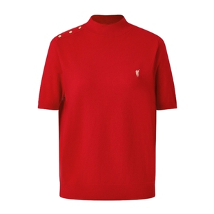 【红色款】POLOWALK女装2026夏季新品女式短袖针织衫针织短袖圆领