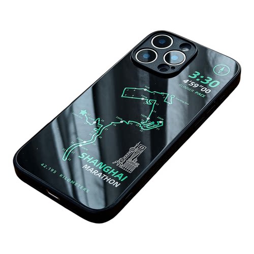 跑步上海马拉松路线图手机壳适用iPhone17Promax定制个人PB成绩苹果16/15/14/13华为mate小米vivo300荣耀OPPO