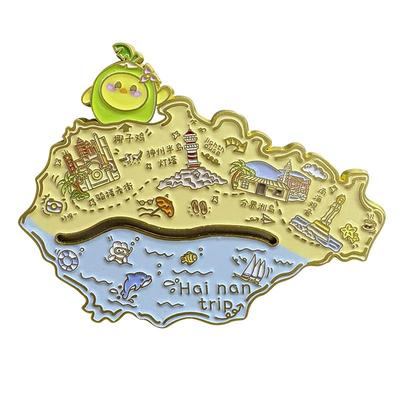 海南三亚旅游纪念品 冲浪海南地图金属冰箱贴 原创滑动 冰箱贴