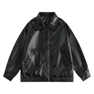 兔先森日系复古休闲翻领皮衣