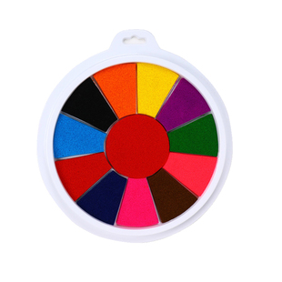 手指画印泥儿童彩色印泥无毒手掌印泥盘手指印泥小号儿童手印画24色可水洗幼儿园手指画颜料小学生印台画册