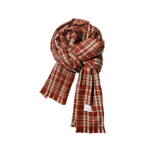 圣诞红色围巾冬季女2024新款百搭格子新年围脖红格子可爱情侣网红