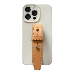 极简香草白变色植鞣牛皮豆豆钉适用苹果17promax手机壳牛皮腕带新款iphone16/15系列原创设计保护套小众ins风
