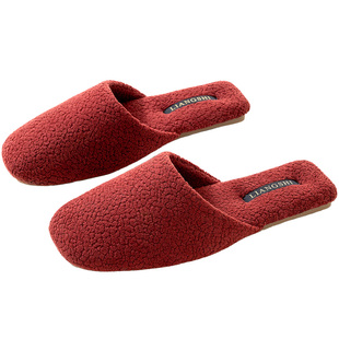 韩泰达北欧风简约绒面毛绒布情侣室内居家秋冬地板防滑家用棉拖鞋