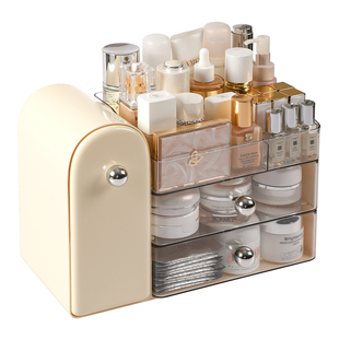 化妆品收纳盒桌面高级护肤品置物架梳妆台化妆刷筒防尘口红整理箱