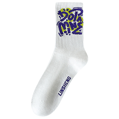 袜子女款中筒袜ins潮2024新款爆款纯棉春秋长袜运动字母网红棉袜