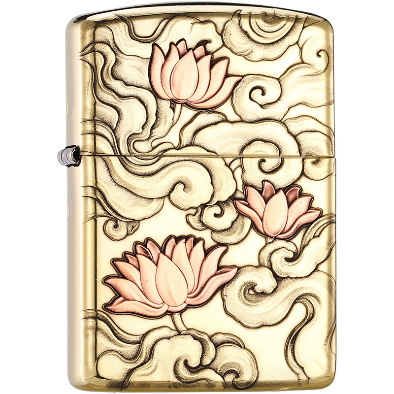 zippo正品打火机步步生莲