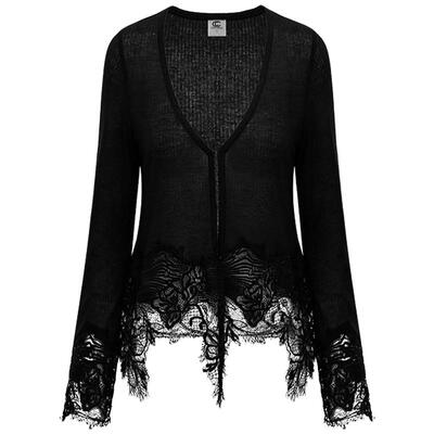 质感水溶蕾丝定位拼接针织衫