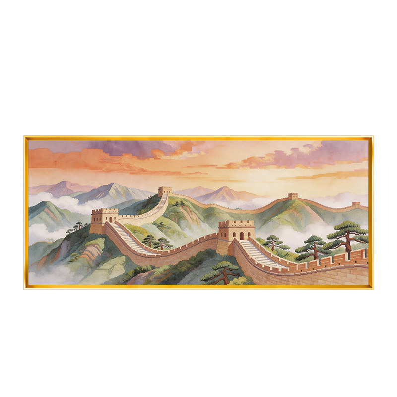暮色万里长城山水画十字绣2026年新款手工绣青山风景自绣横版线绣