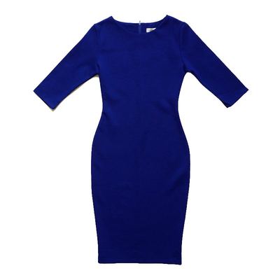 新款修身风红色七分袖职业连衣裙