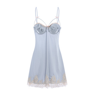 郑大嘻~性感睡衣女冰丝吊带纯欲蕾丝露背睡裙高级感甜美带胸垫